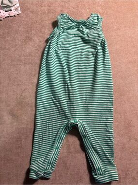 Cat & Jack Green and White Striped Baby Romper